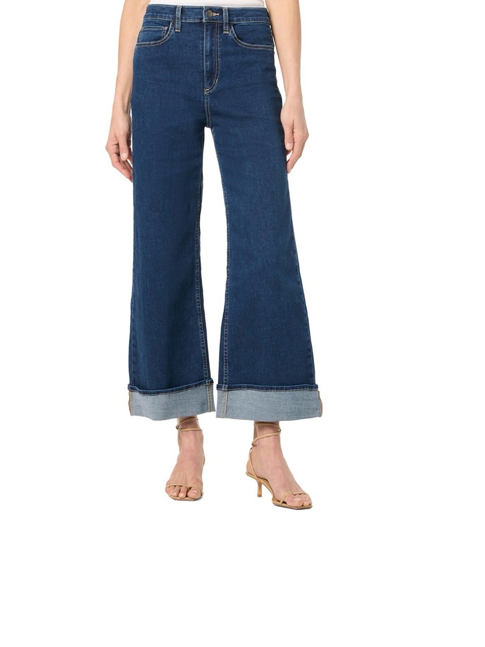 Joe's Jeans Indigo Wide-Leg Cuffed Denim
